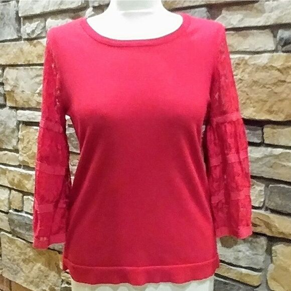 Cyrus Sweaters - Boho Bell Sleeve Red Tunic Sweater